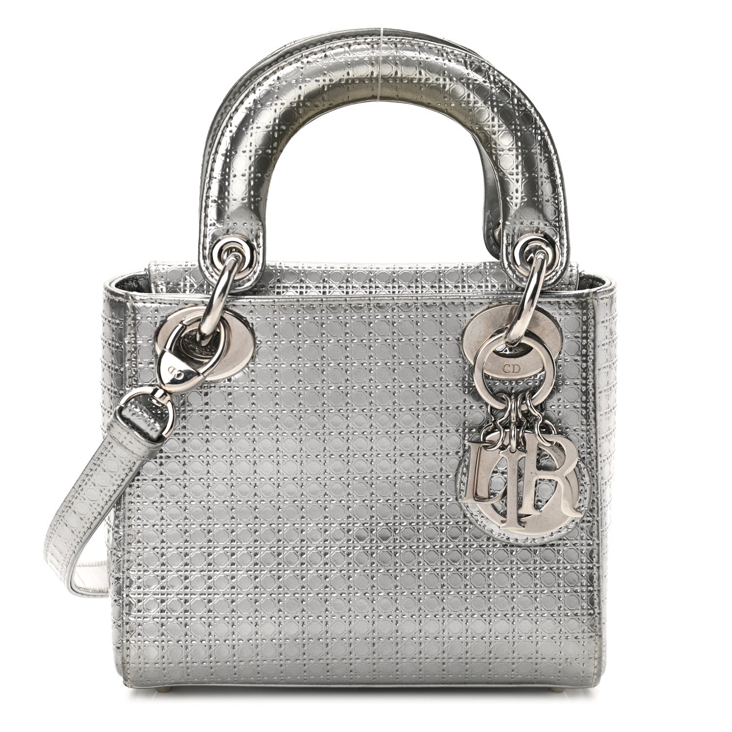 Christian Dior Metallic Patent Micro-Cannage Mini Lady Dior Silver 1 of 10