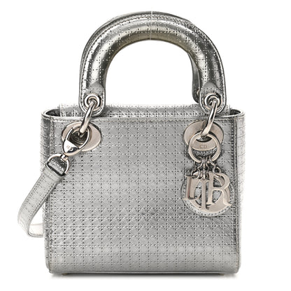 Christian Dior Metallic Patent Micro-Cannage Mini Lady Dior Silver 1 of 10
