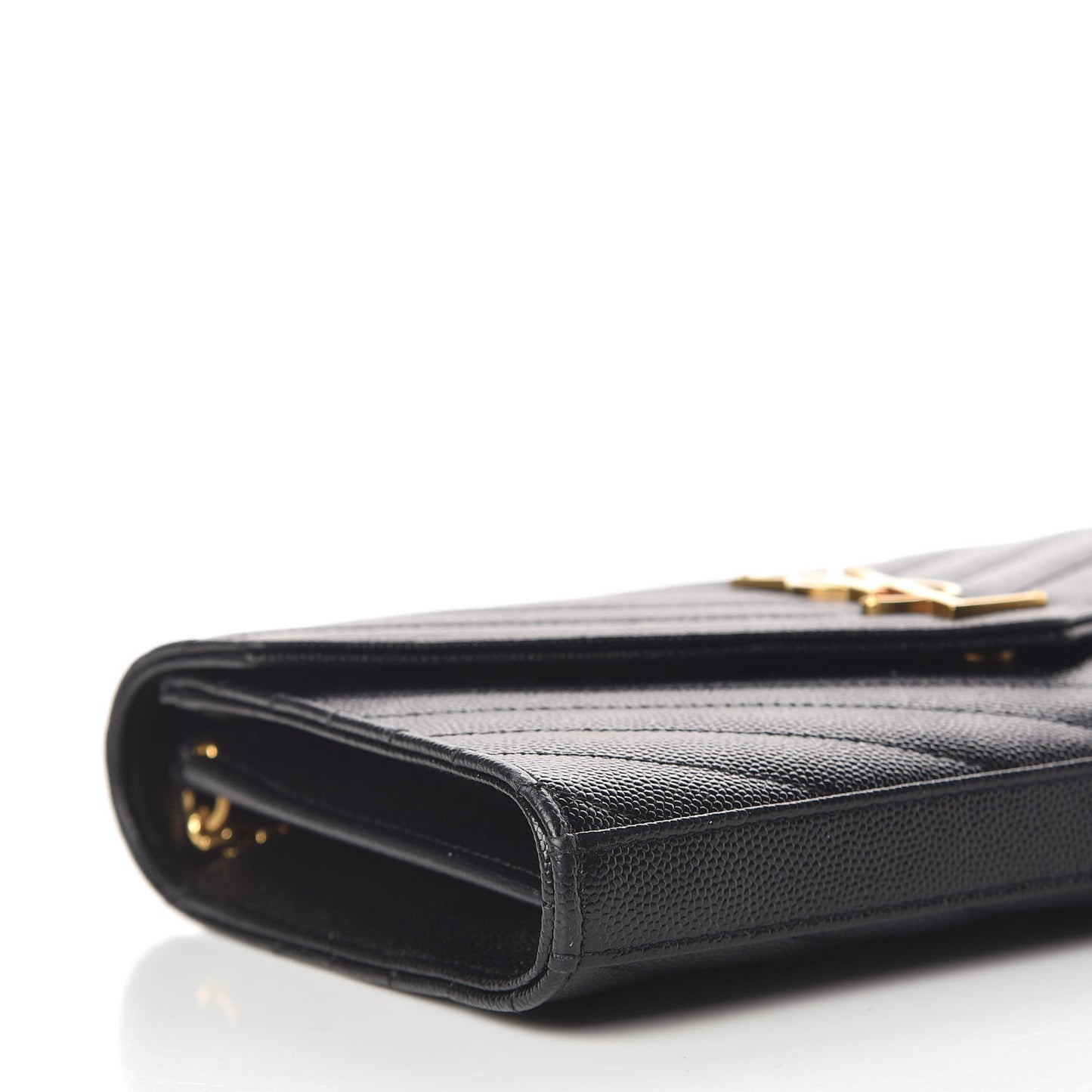 Grain De Poudre Matelasse Chevron Monogram Chain Wallet Black