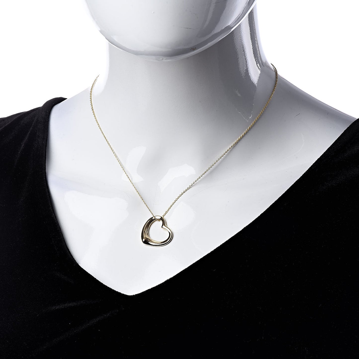 18K Yellow Gold 22mm Elsa Peretti Open Heart Pendant Necklace