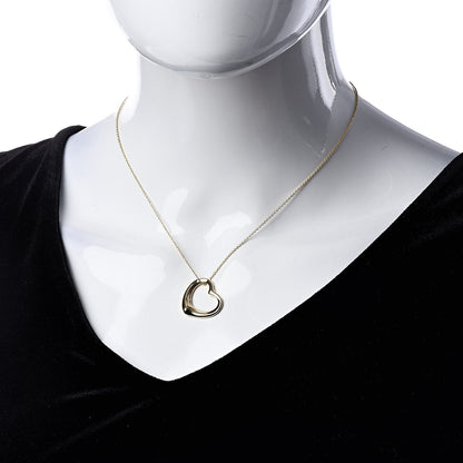 Tiffany 18K Yellow Gold 22mm Elsa Peretti Open Heart Pendant Necklace 2 of 6