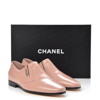 Chanel Glazed Calfskin Logo Slip On Loafers 38.5 Light Pink 9 of 9