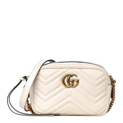 Gucci Calfskin Matelasse Mini GG Marmont Chain Shoulder Bag White 1 of 13