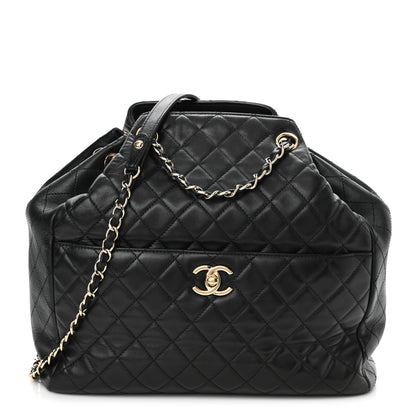 Chanel Lambskin Quilted Large Drawstring Bag Black 1 of 10