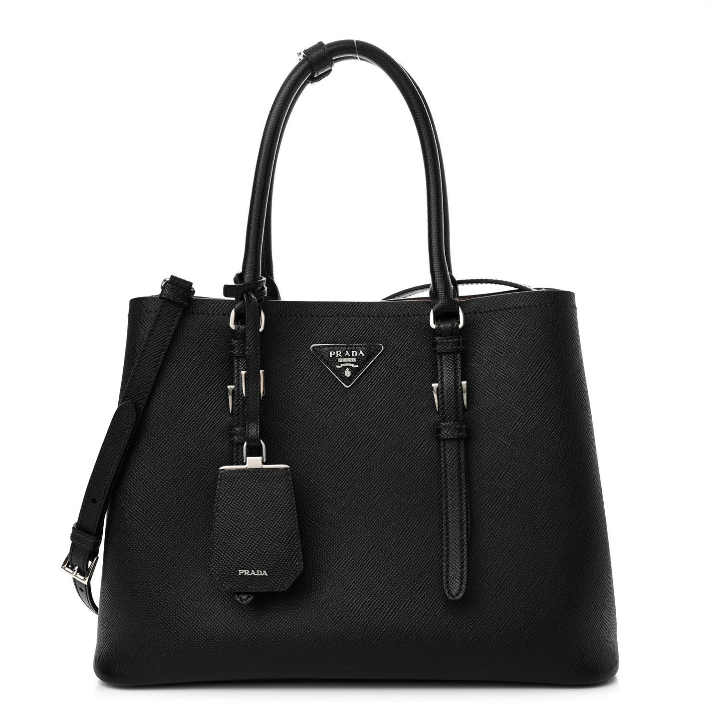 Saffiano Cuir Large Double Bag Black Mughetto