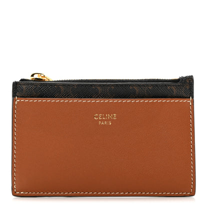 Celine Triomphe Canvas Zipped Card Holder Tan 1 of 10