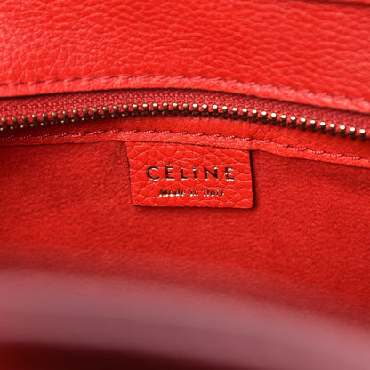 Celine Drummed Calfskin Nano Luggage Coquelicot 7 of 9
