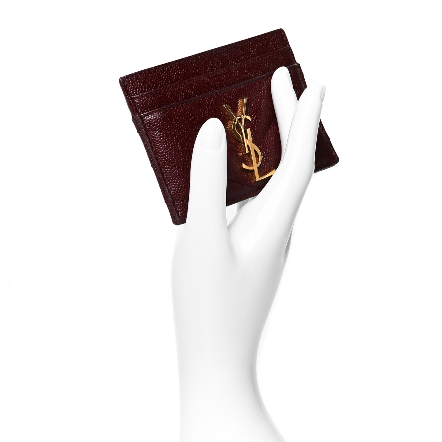 Grain De Poudre Matelasse Chevron Cassandre Credit Card Case Bordeaux