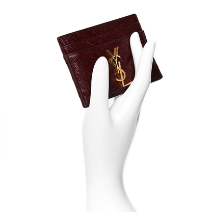 Saint Laurent Grain De Poudre Matelasse Chevron Cassandre Credit Card Case Bordeaux 2 of 9