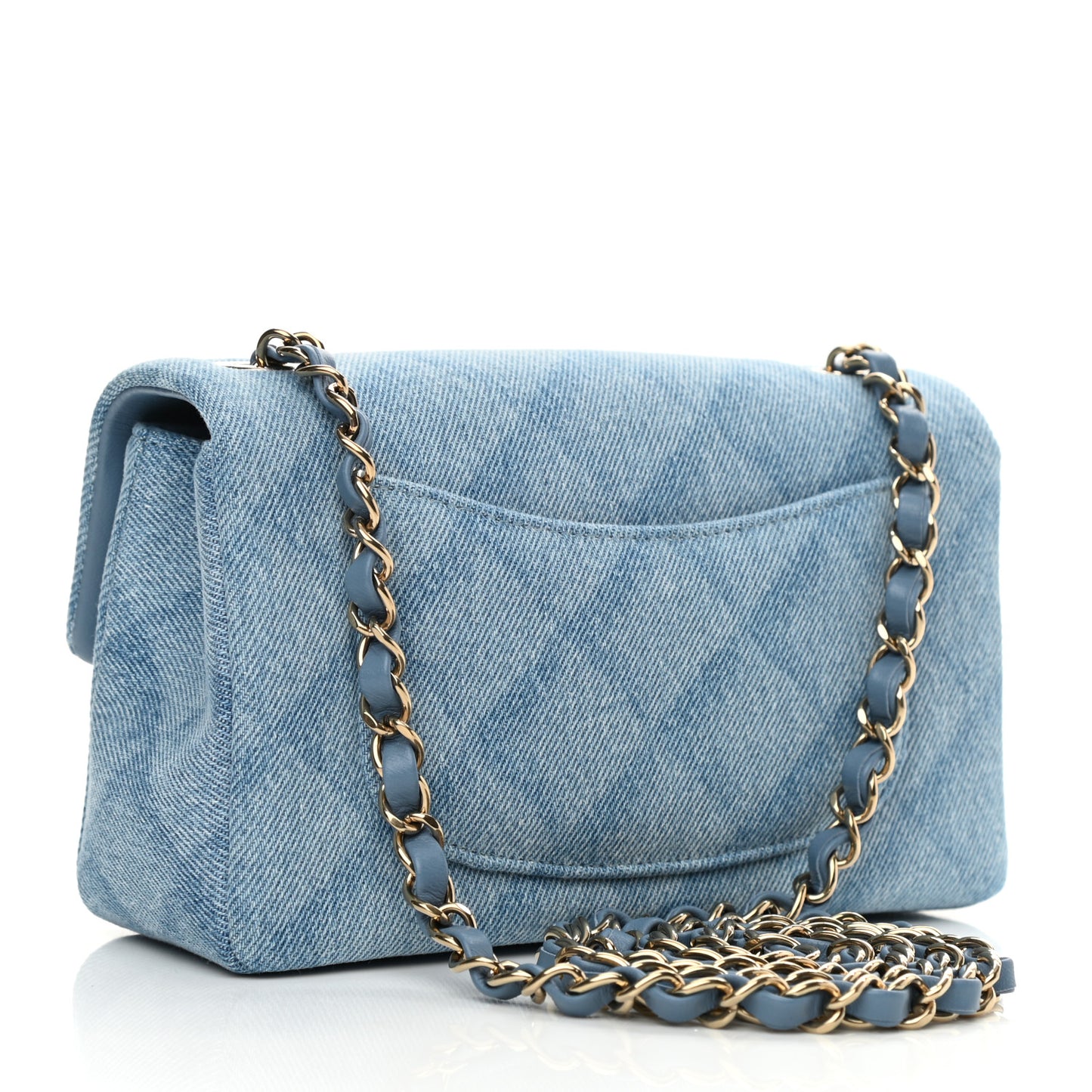 Denim Quilt Print Mini Rectangular Flap Light Blue