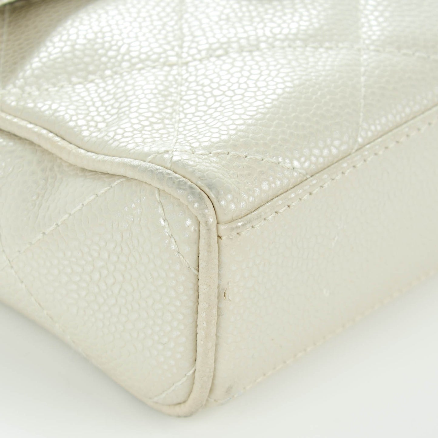 Caviar Quilted Mini Evening Bag Pearl