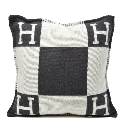 Hermes Wool Cashmere Avalon Pillow PM Ecru Gris Fonce 1 of 3