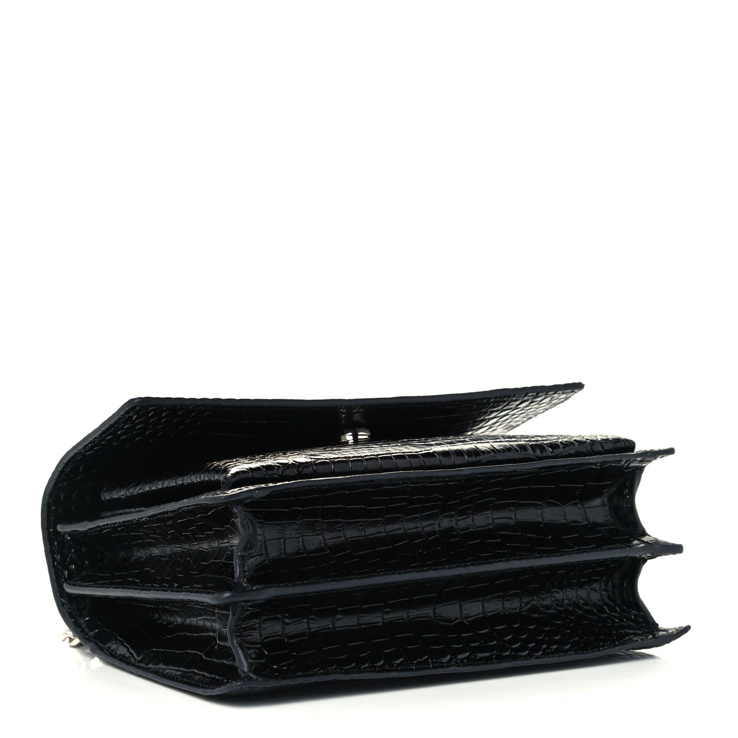 Calfskin Crocodile Embossed Medium Monogram Sunset Black