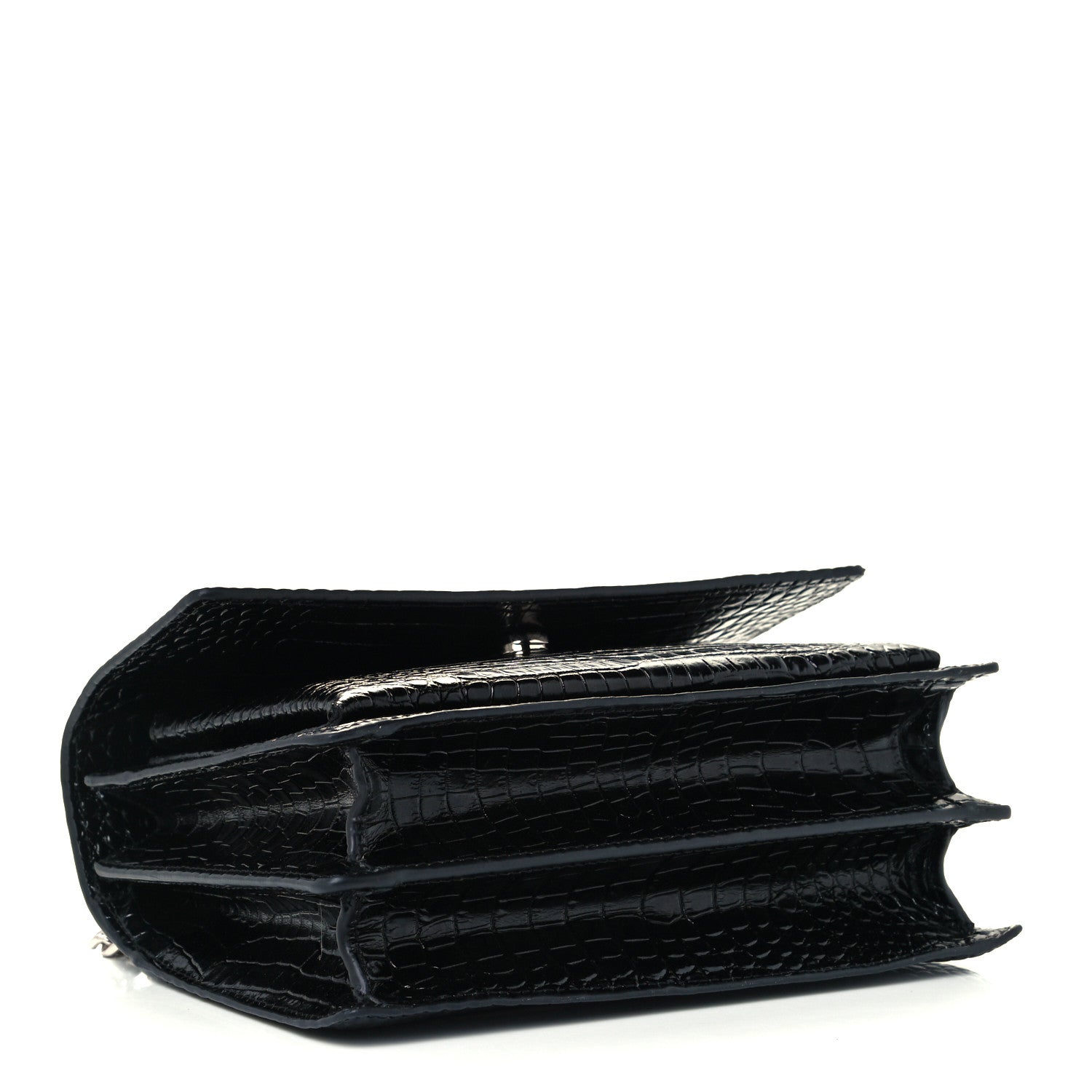 Saint Laurent Calfskin Crocodile Embossed Medium Monogram Sunset Black 4 of 13
