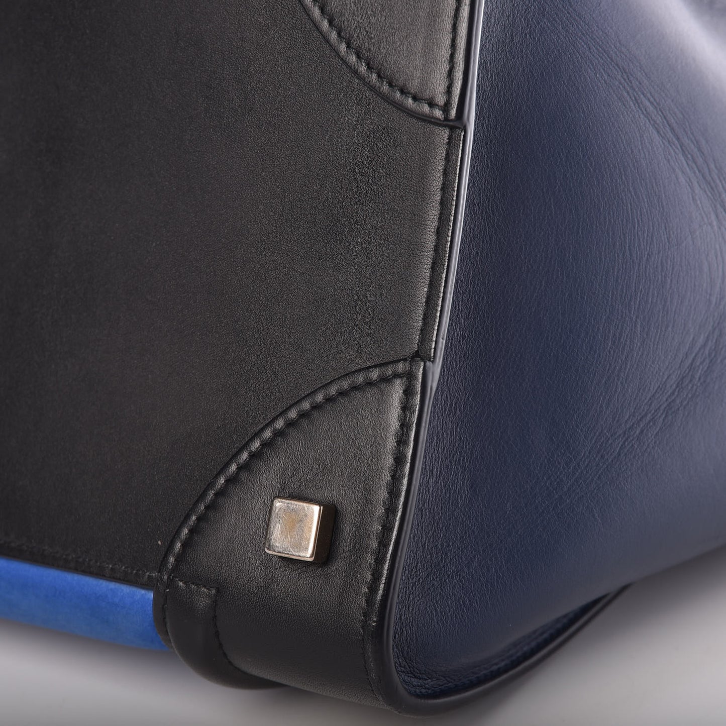 Nubuck Calfskin Suede Mini Tri-Color Luggage Bright Blue