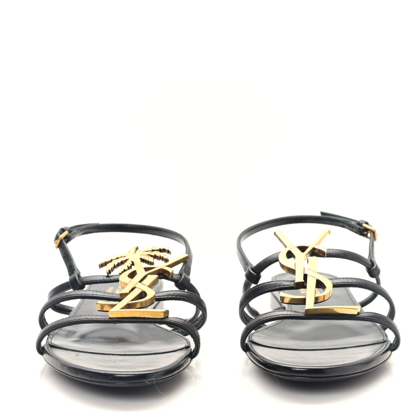Calfskin Cassandra Monogram Sandals 35.5 Black