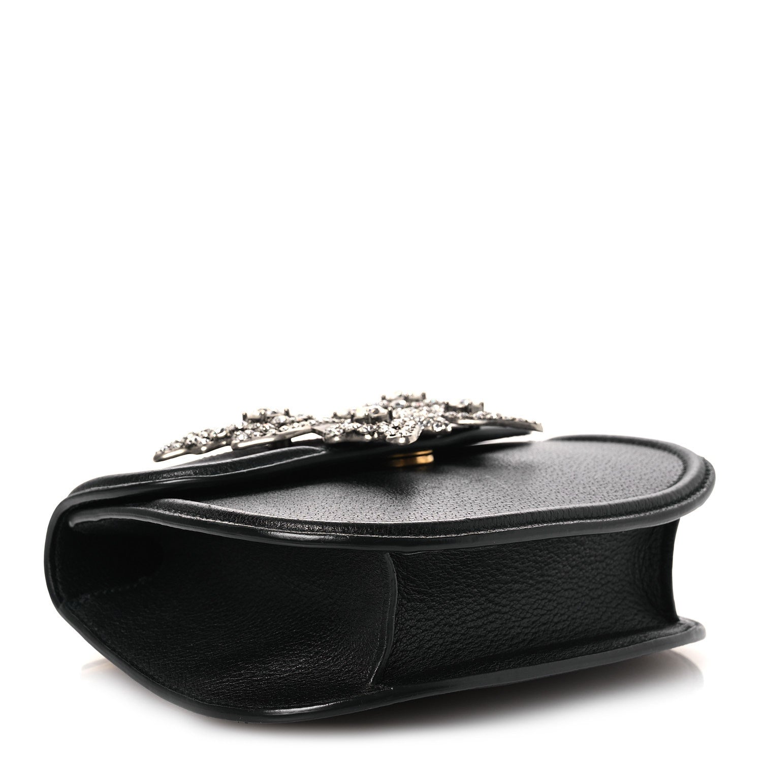 Gucci Calfskin Web Crystal Butterfly Stripe Small Totem Shoulder Bag Black 4 of 14