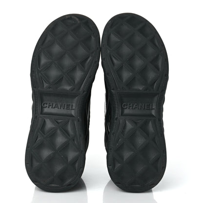 Chanel Fabric Calfskin Suede Womens CC Sneakers 38 Black 5 of 9