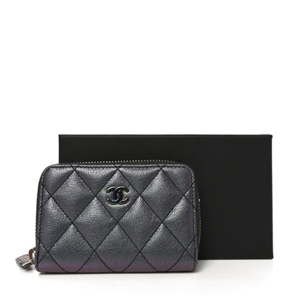 Chanel Iridescent Goatskin Quilted Zip Coin Purse Purple 8 of 8