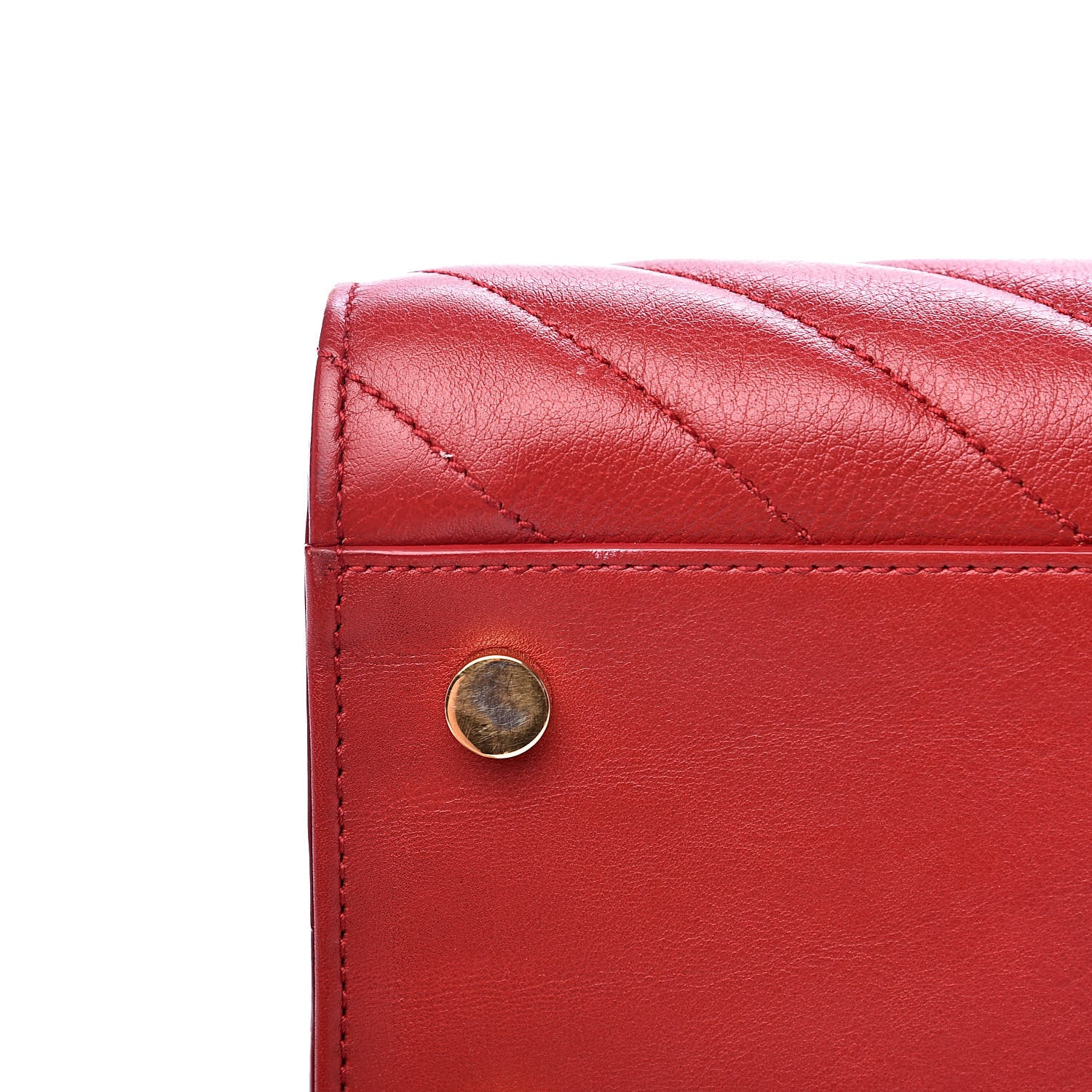Saint Laurent Calfskin Matelasse Chevron Small Monogram Cabas Lipstick Red 11 of 14