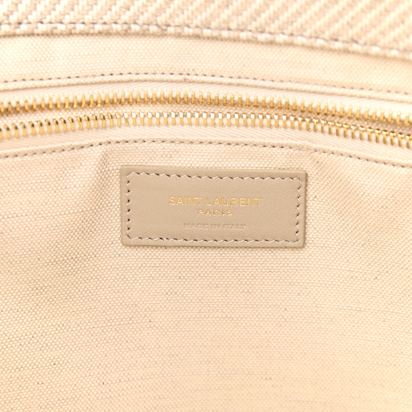 Linen Calfskin Small Rive Gauche Tote Beige Sea Salt