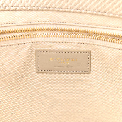Saint Laurent Linen Calfskin Small Rive Gauche Tote Beige Sea Salt 6 of 11