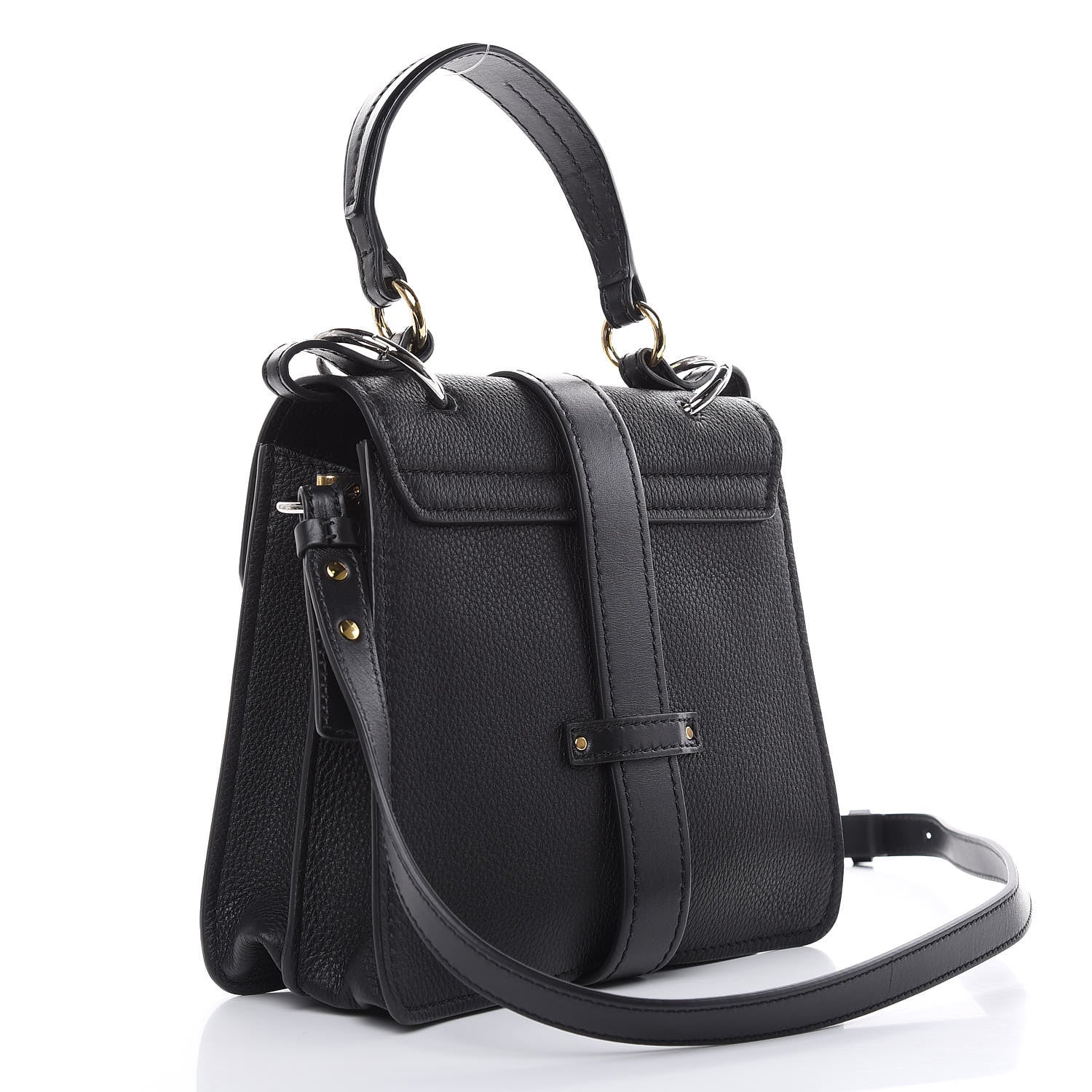 Chloe Shiny Grained Calfskin Small Aby Day Shoulder Bag Black 3 of 8