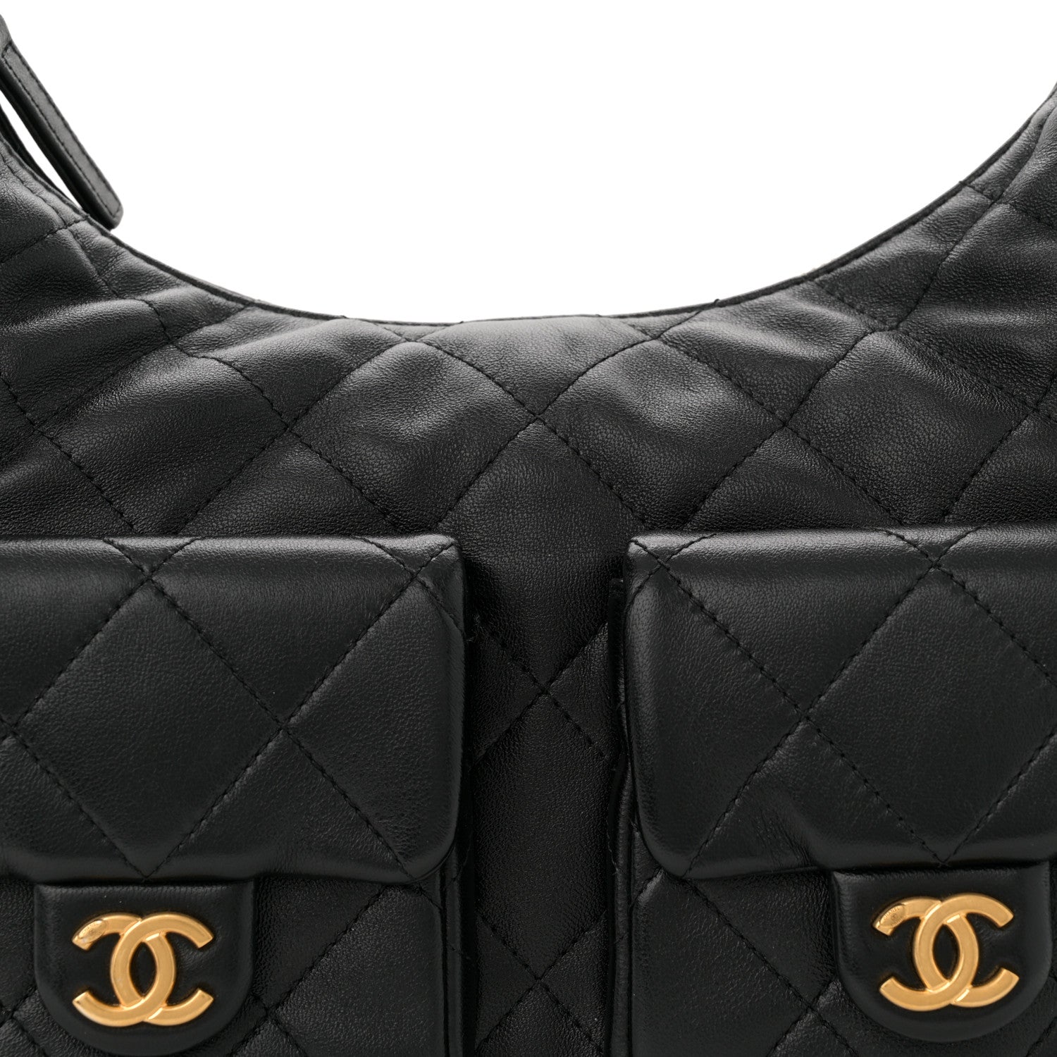 Chanel Shiny Lambskin Quilted Trendy Pockets Hobo Black 8 of 11