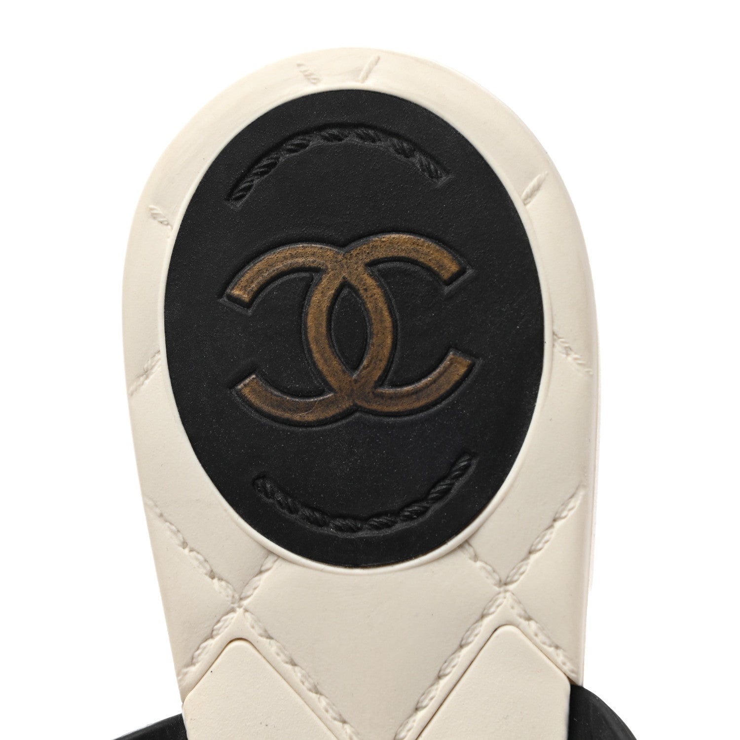 Chanel Jelly Quilted Camellia Thong Sandals 38 White Black 7 of 7