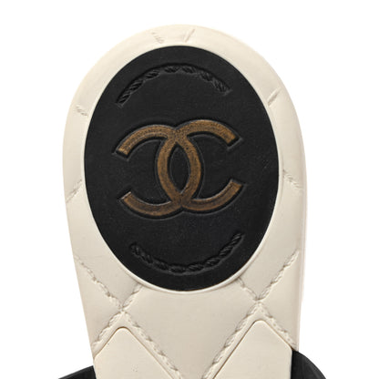 Chanel Jelly Quilted Camellia Thong Sandals 38 White Black 7 of 7