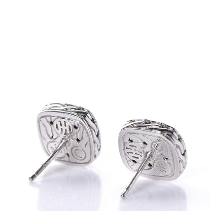 John Hardy Sterling Silver Black Sapphire Classic Chain Square Earrings 3 of 6