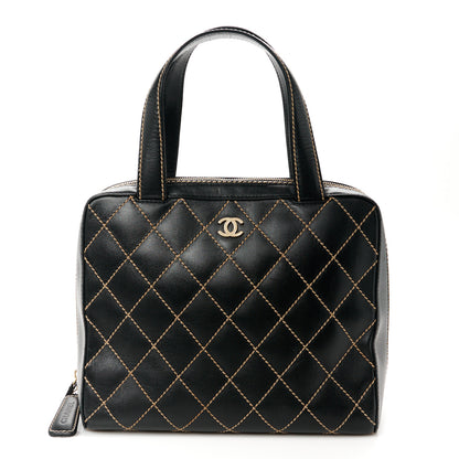 Chanel Calfskin Wild Stitch Vertical Top Handle Bag Black 1 of 12