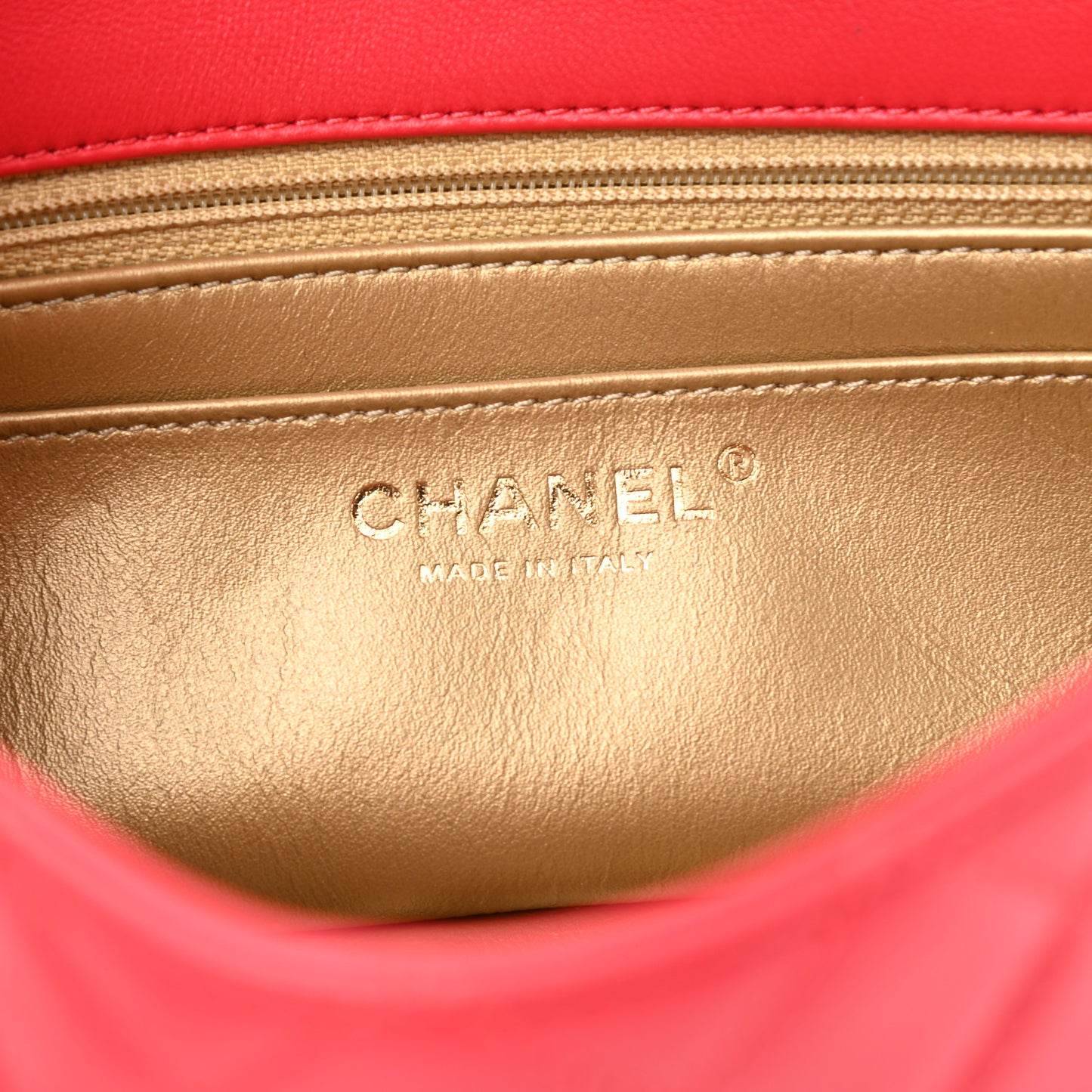 Lambskin Quilted Mini Rectangular Pearl Crush Flap Red