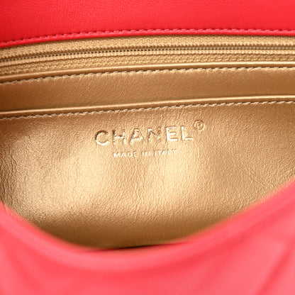 Chanel Lambskin Quilted Mini Rectangular Pearl Crush Flap Red 6 of 11