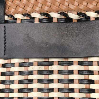 Miu Miu Polyurethane Calfskin Woven Bi-Color Tote Beige Black 14 of 14