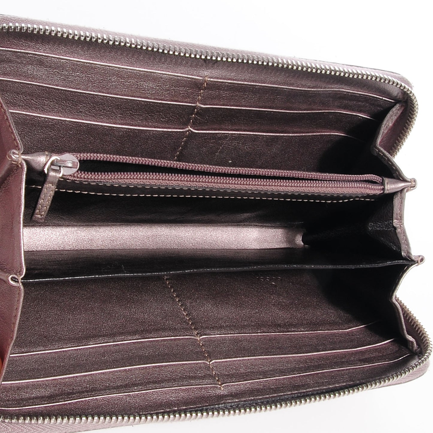 Metallic Guccissima Large Twins Zip Around Wallet Mauve