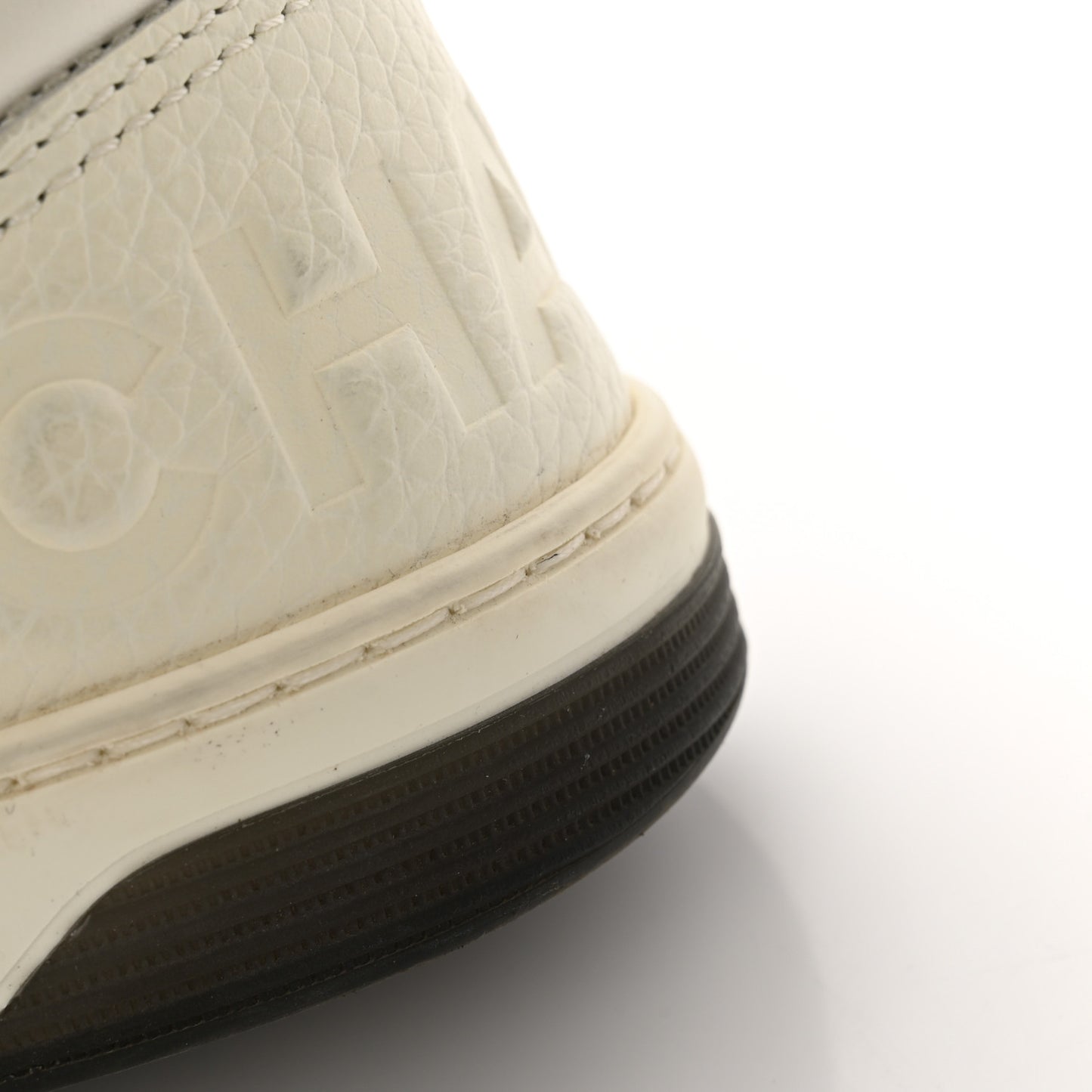 Grained Calfskin Fabric Womens Logo Sneakers 39.5 White Black