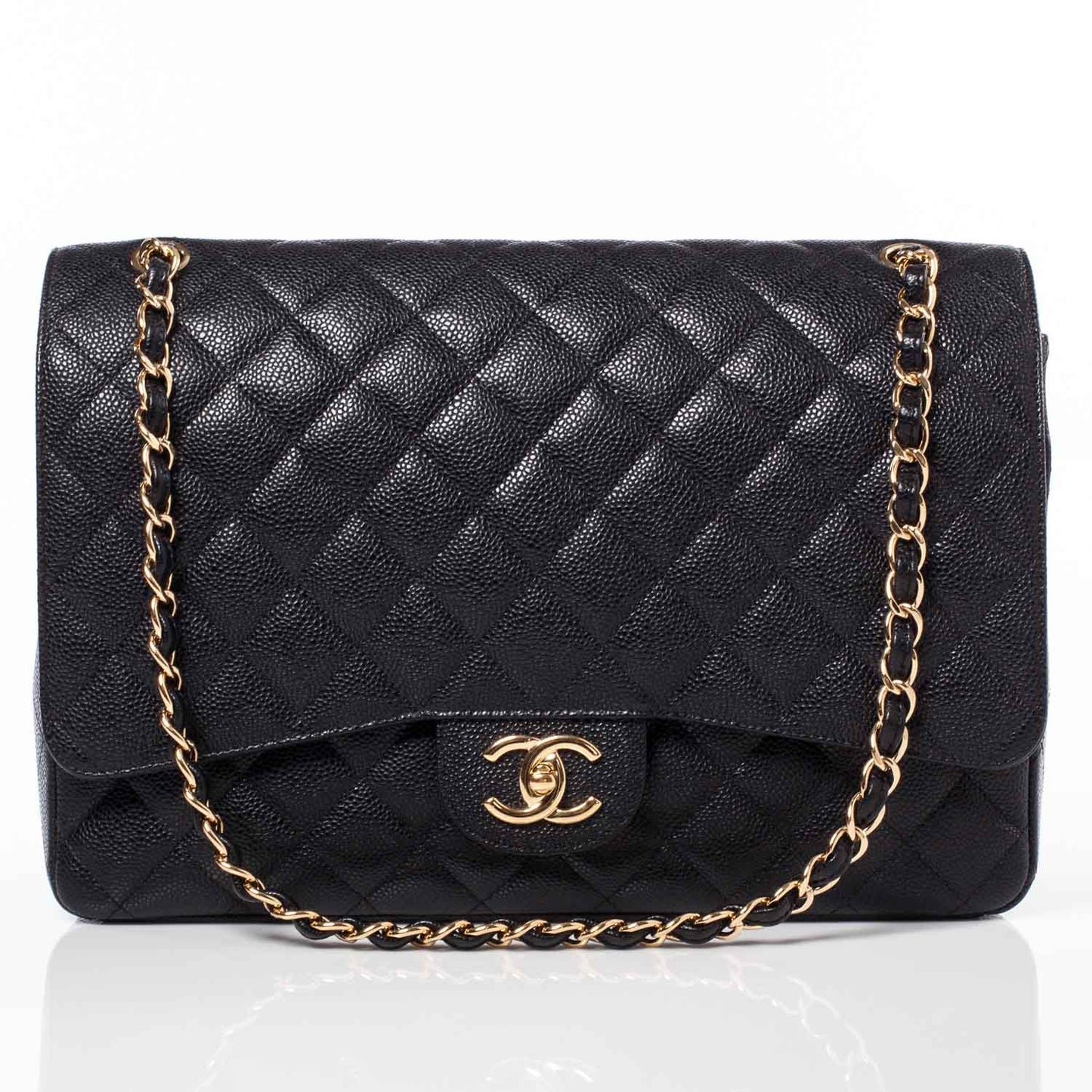 Caviar Quilted Maxi Double Flap Black