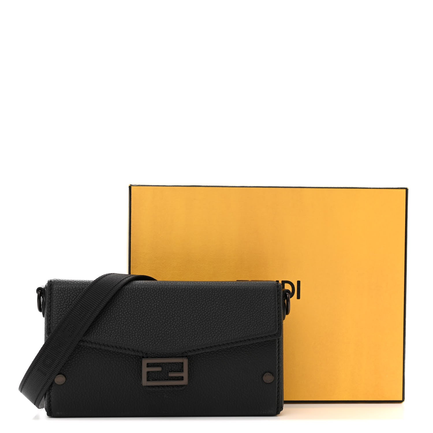 Fendi Vitello Cher Baguette Soft Trunk Phone Pouch Black 13 of 13