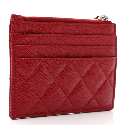 Chanel Caviar Quilted CC Zip Card Holder Red 4 of 8
