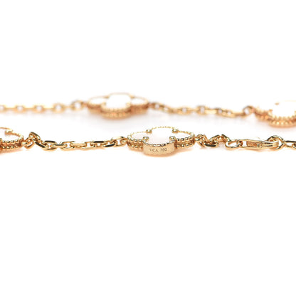 Van Cleef & Arpels 18K Yellow Gold Mother of Pearl 10 Motifs Vintage Alhambra Necklace 5 of 6