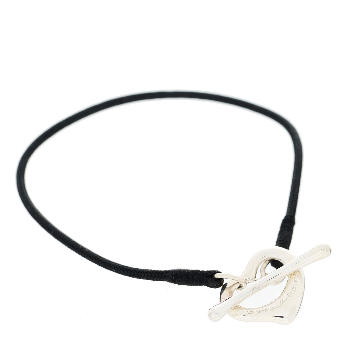 Sterling Silver Elsa Peretti Open Heart Silk Cord Bracelet