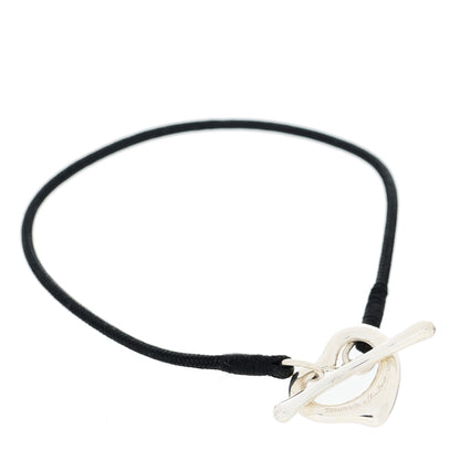 Tiffany Sterling Silver Elsa Peretti Open Heart Silk Cord Bracelet 1 of 3