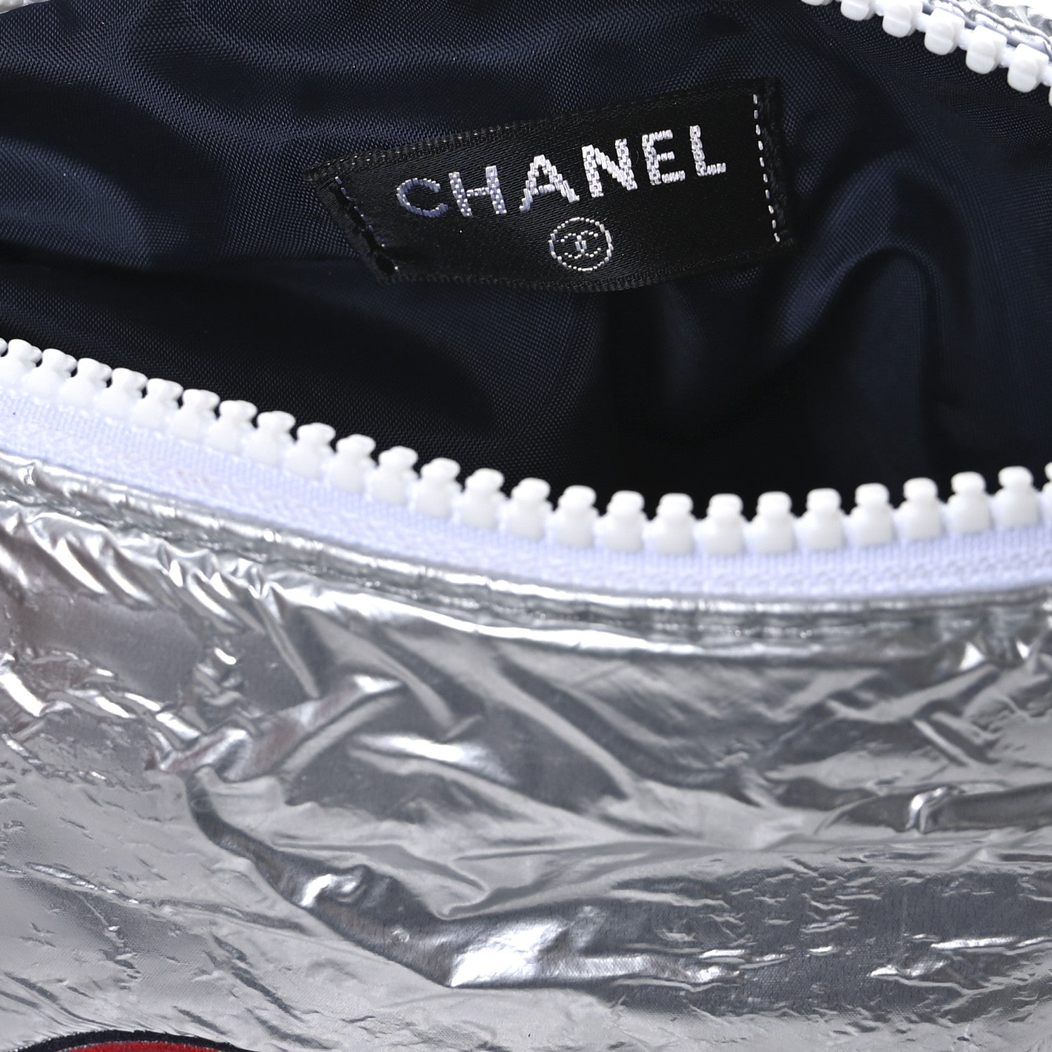 Chanel Nylon Terry Cloth Reversible Chanel Airlines Tote Silver Navy 11 of 22