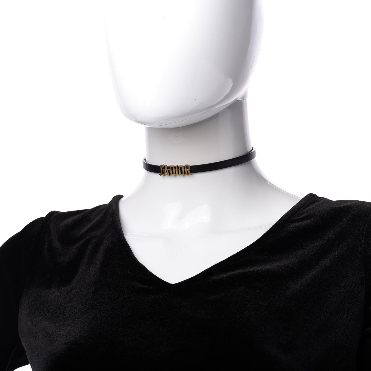 Christian Dior Calfskin J'Adior Logo Choker Necklace Black 2 of 6