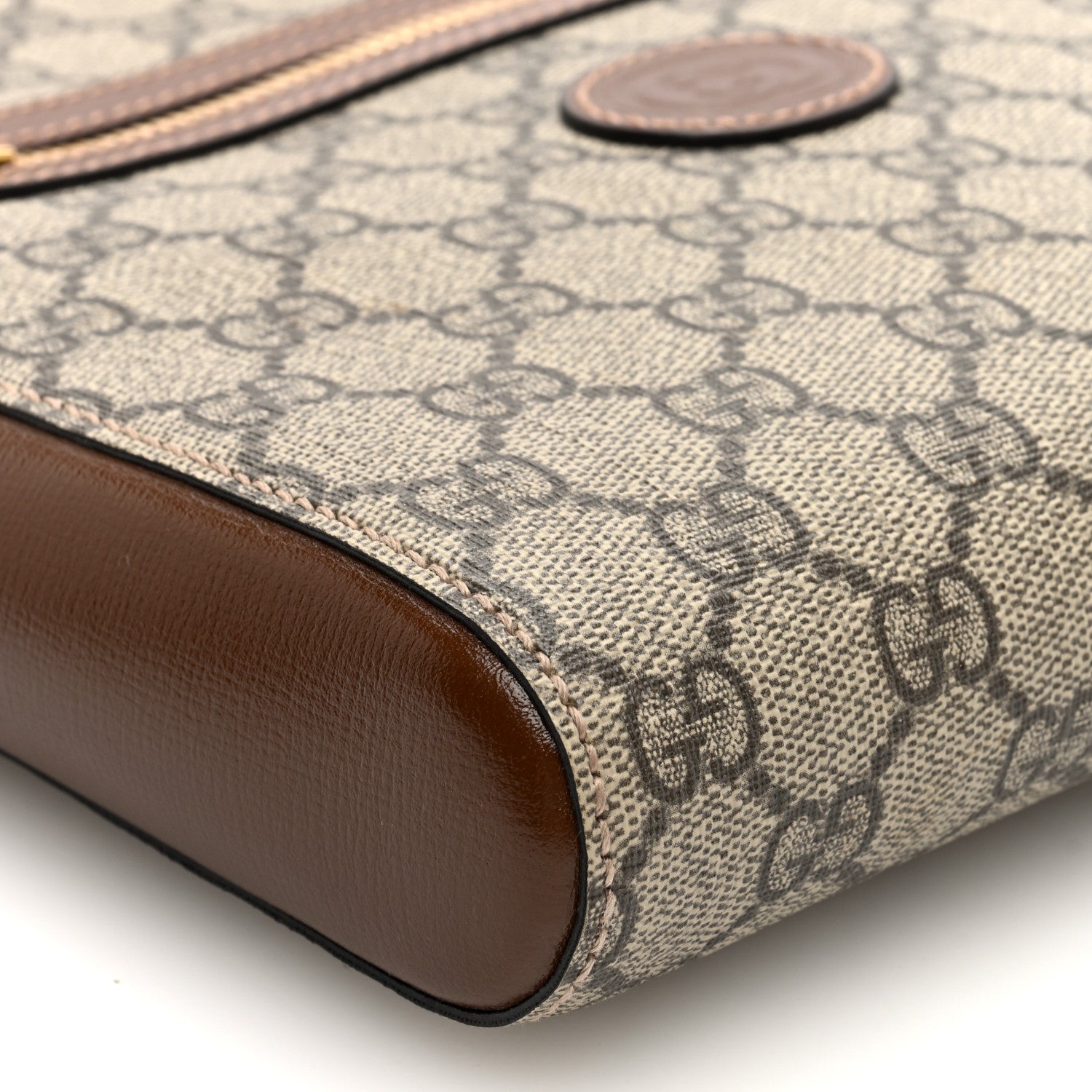 Gucci GG Supreme Monogram Azalea Calfskin Retro Interlocking G Flat Messenger Bag Beige Ebony Brown Sugar 8 of 9