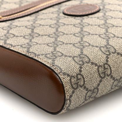Gucci GG Supreme Monogram Azalea Calfskin Retro Interlocking G Flat Messenger Bag Beige Ebony Brown Sugar 8 of 9