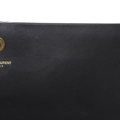 Saint Laurent Suede Classic Monogram Cassandre Tassel Clutch Dark Brown 10 of 12