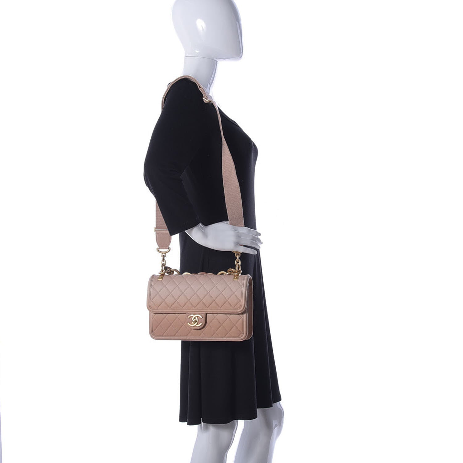 Chanel Caviar Quilted Medium Sunset On The Sea Flap Beige 2 of 10