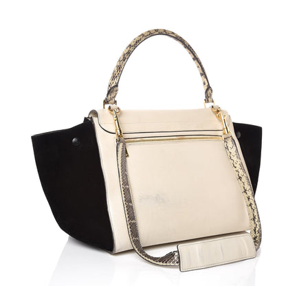 Celine Calfskin Suede Whipsnake Medium Trapeze Black White 3 of 14